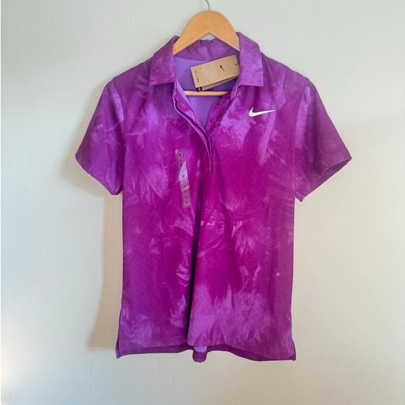 Nike Women's Victory Dri-FIT Print Short Sleeve Golf Polo-medium-purple-ombre - Picture 2 of 5